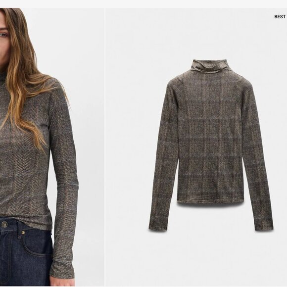 NWT Rag & Bone Shaw Plaid Turtleneck Tee Small - Picture 2 of 2